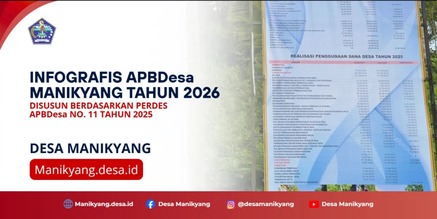PEMERINTAH DESA MANIKYANG PASANG BALIHO INFOGRAFIS APBDesa 2026 DAN LAPORAN REALISASI APBDesa 2025